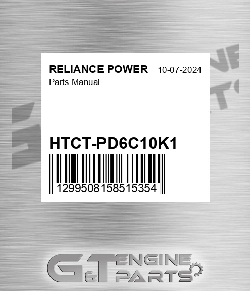 HTCT-PD6C10K1 Parts Manual for RELIANCE POWER