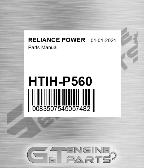 HTIH-P560 Parts Manual for RELIANCE POWER
