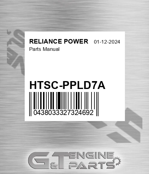 HTSC-PPLD7A Parts Manual for RELIANCE POWER