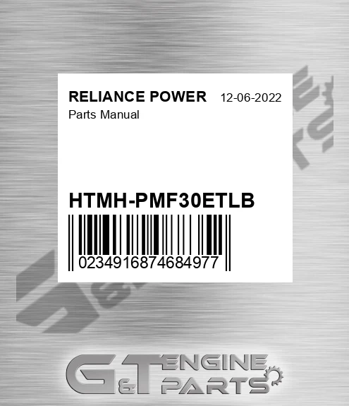 HTMH-PMF30ETLB Parts Manual for RELIANCE POWER