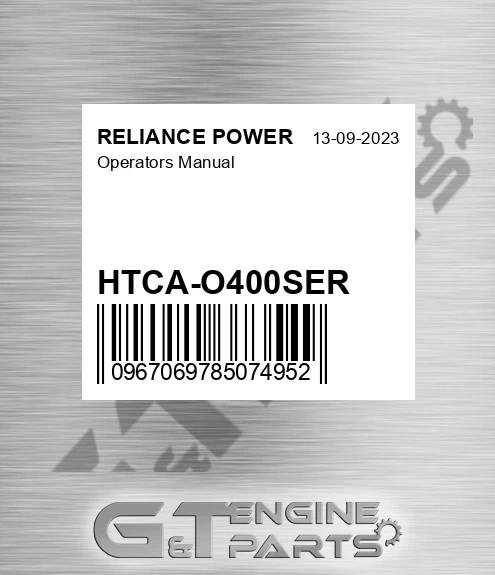 HTCA-O400SER Operators Manual for RELIANCE POWER