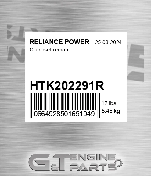 HTK202291R Clutchset-reman. for RELIANCE POWER