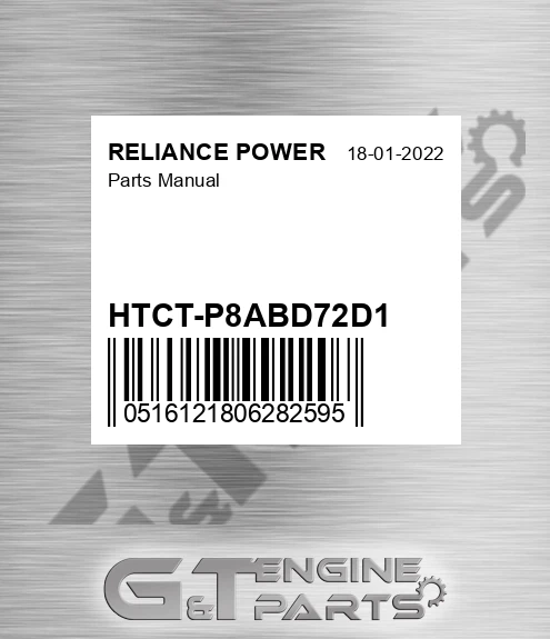 HTCT-P8ABD72D1 Parts Manual for RELIANCE POWER