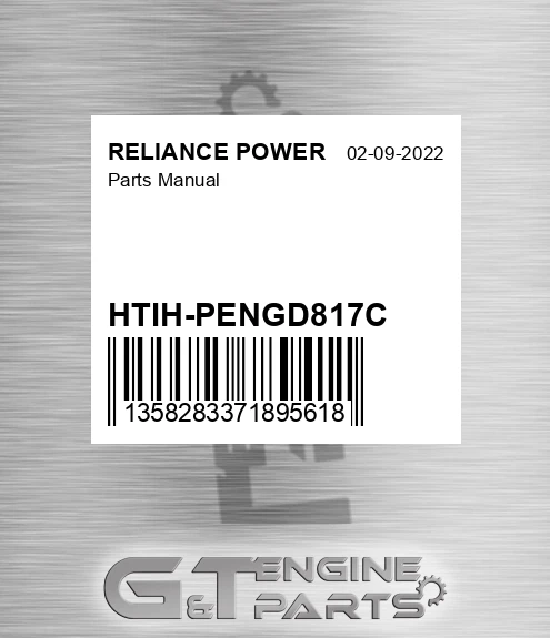 HTIH-PENGD817C Parts Manual for RELIANCE POWER