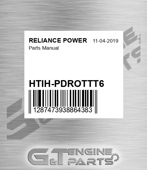 HTIH-PDROTTT6 Parts Manual for RELIANCE POWER