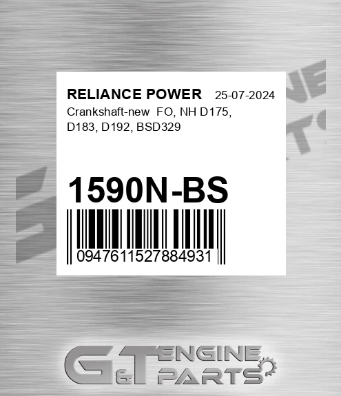 1590N-BS Crankshaft-new Fo, Nh D175, D183, D192, Bsd329