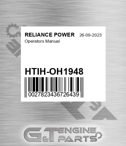 HTIH-OH1948 Operators Manual for RELIANCE POWER