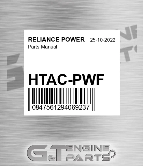 HTAC-PWF Parts Manual for RELIANCE POWER