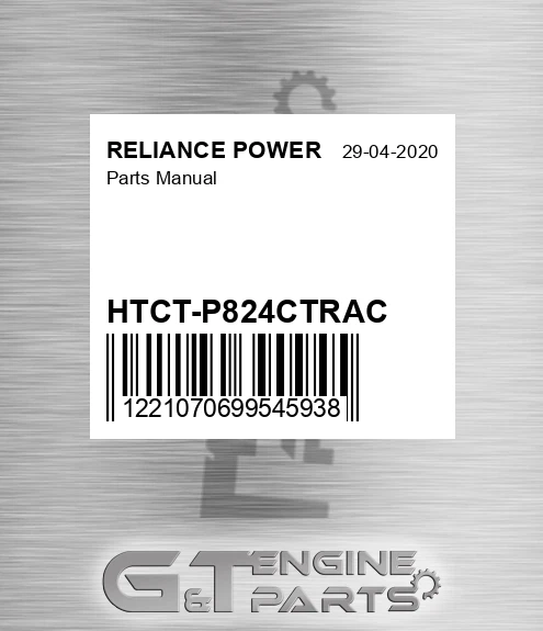 HTCT-P824CTRAC Parts Manual for RELIANCE POWER
