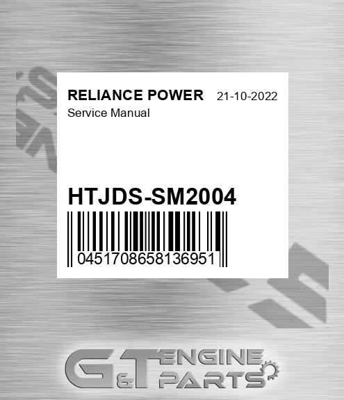 HTJDS-SM2004 Service Manual for RELIANCE POWER