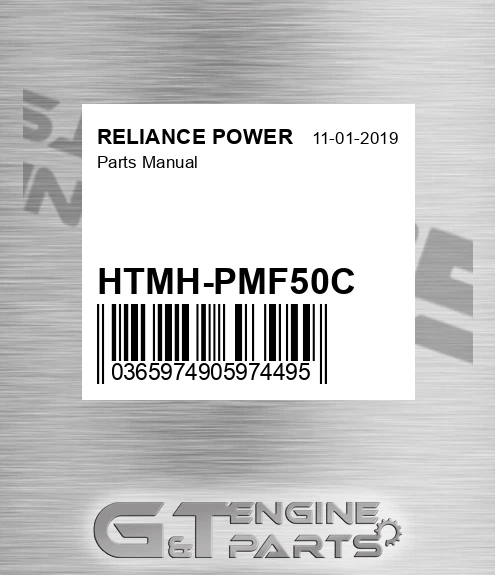 HTMH-PMF50C Parts Manual for RELIANCE POWER