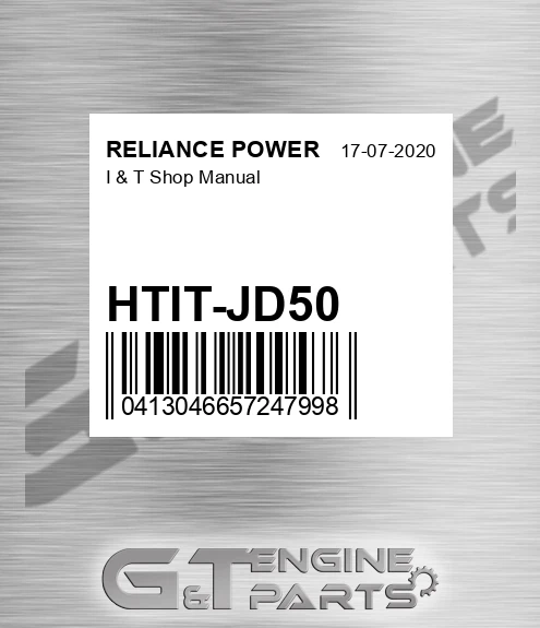 HTIT-JD50 I & T Shop Manual for RELIANCE POWER