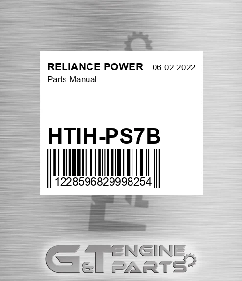 HTIH-PS7B Parts Manual for RELIANCE POWER