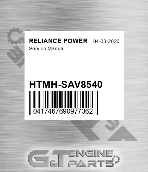 HTMH-SAV8540 Service Manual for RELIANCE POWER