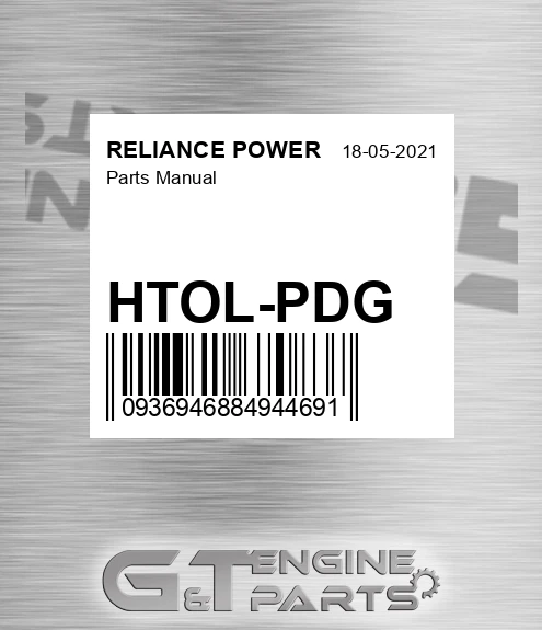 HTOL-PDG Parts Manual for RELIANCE POWER