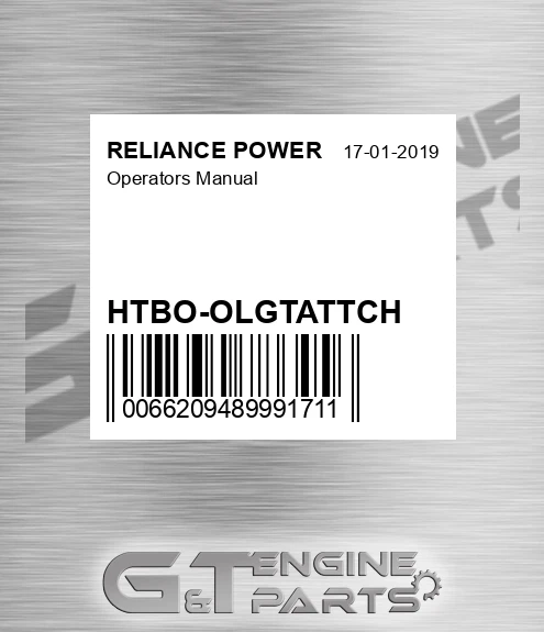 HTBO-OLGTATTCH Operators Manual for RELIANCE POWER