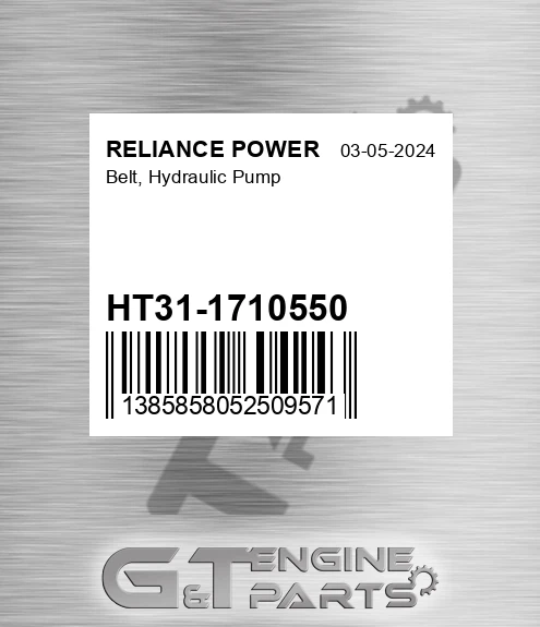 HT31-1710550 Belt, Hydraulic Pump for RELIANCE POWER