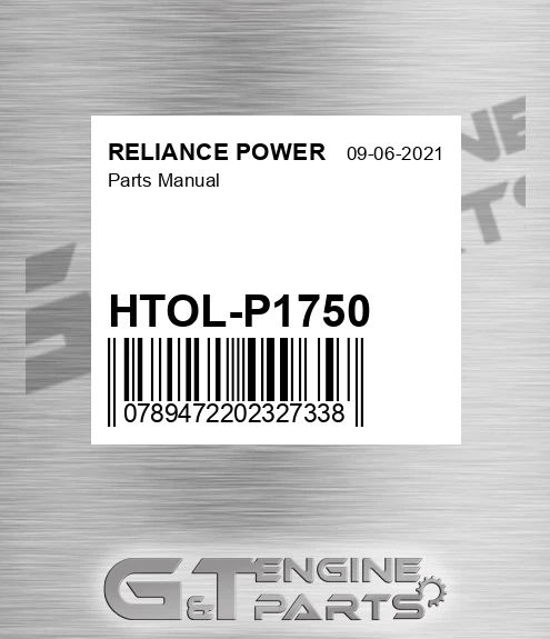 HTOL-P1750 Parts Manual for RELIANCE POWER