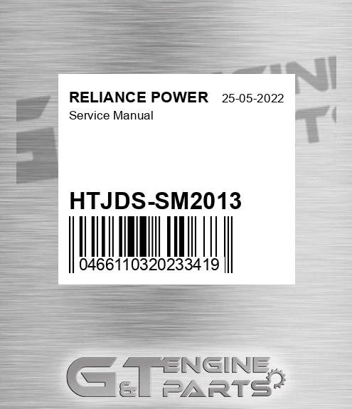 HTJDS-SM2013 Service Manual for RELIANCE POWER