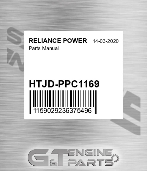 HTJD-PPC1169 Parts Manual for RELIANCE POWER