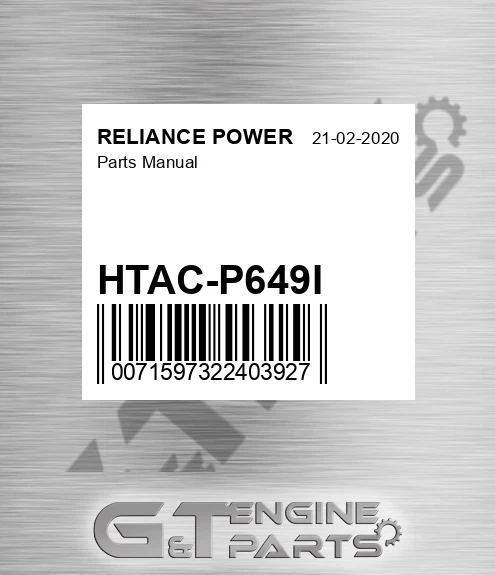 HTAC-P649I Parts Manual for RELIANCE POWER