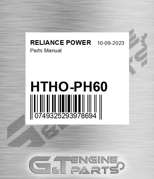 HTHO-PH60 Parts Manual for RELIANCE POWER