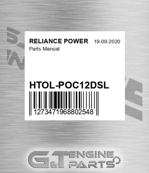 HTOL-POC12DSL Parts Manual for RELIANCE POWER