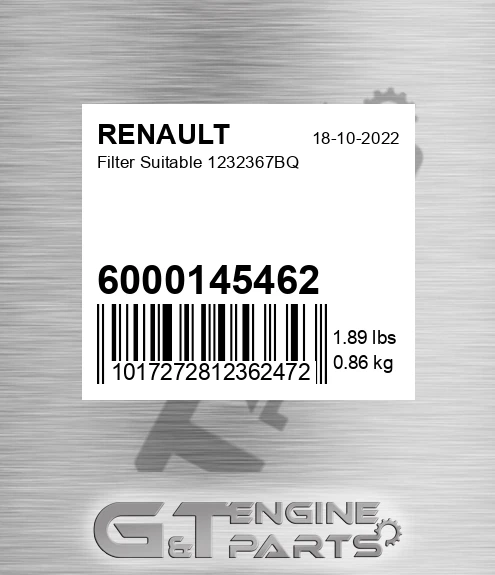 6000145462 Filter Suitable 1232367bq for RENAULT