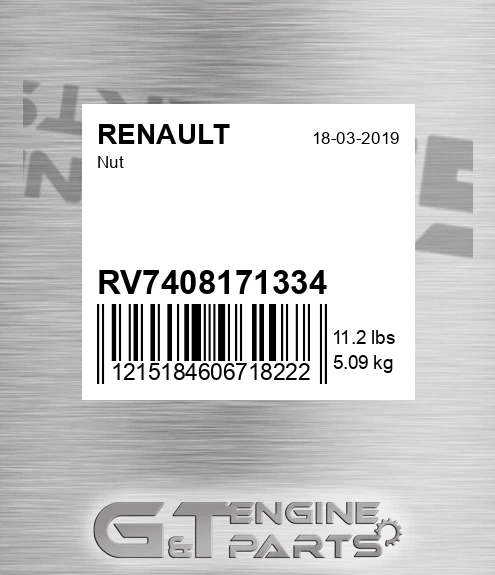 RV7408171334 Nut for RENAULT