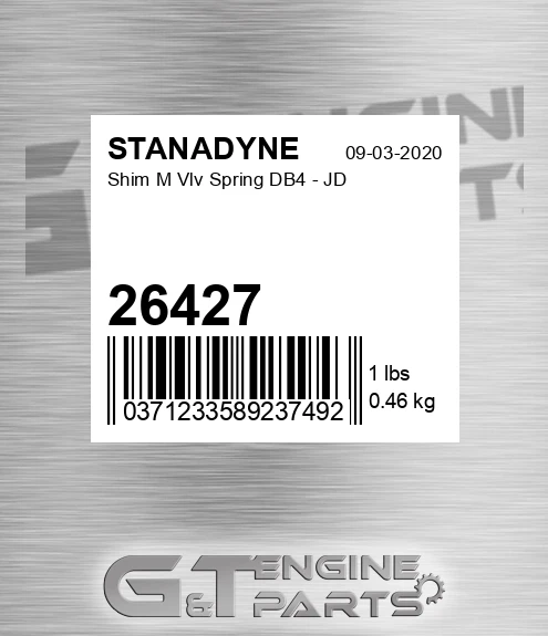 26427 Shim M Vlv Spring Db4 - Jd