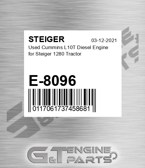 E-8096 Used Cummins L10t Diesel Engine For 1280 Tractor