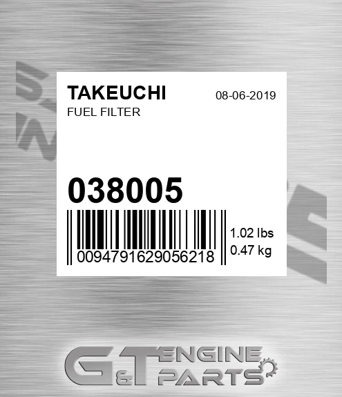 038005 TAKEUCHI Fuel Filter