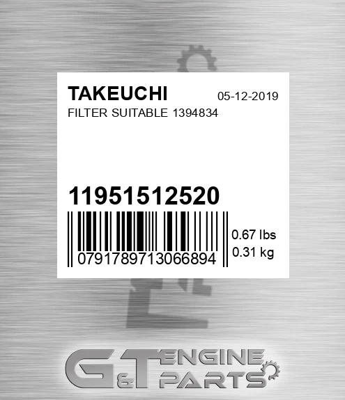 11951512520 TAKEUCHI Filter Suitable 1394834