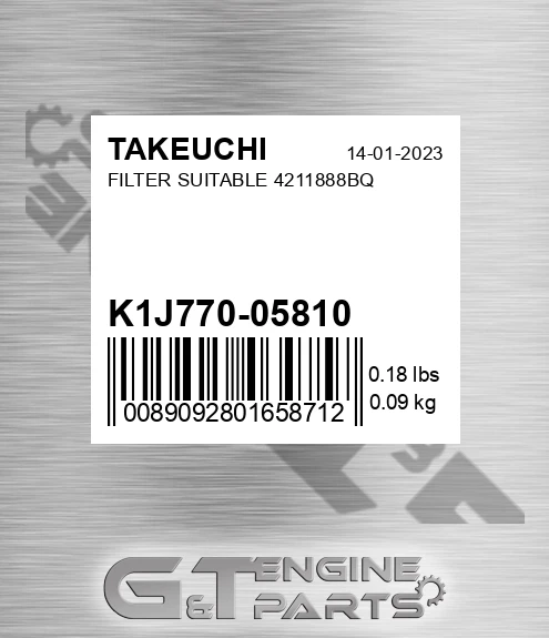 K1J770-05810 Filter Suitable 4211888bq