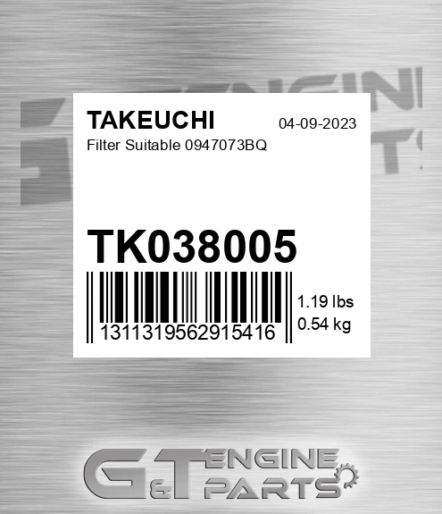 TK038005 Filter Suitable 0947073bq for TAKEUCHI