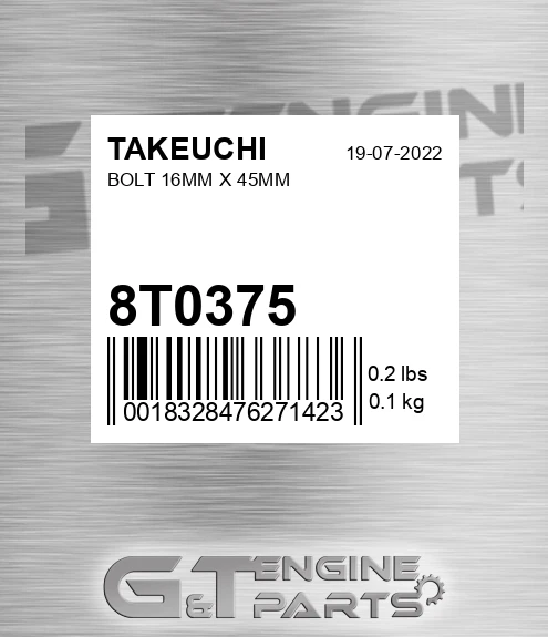 8T0375 TAKEUCHI Bolt 16mm X 45mm