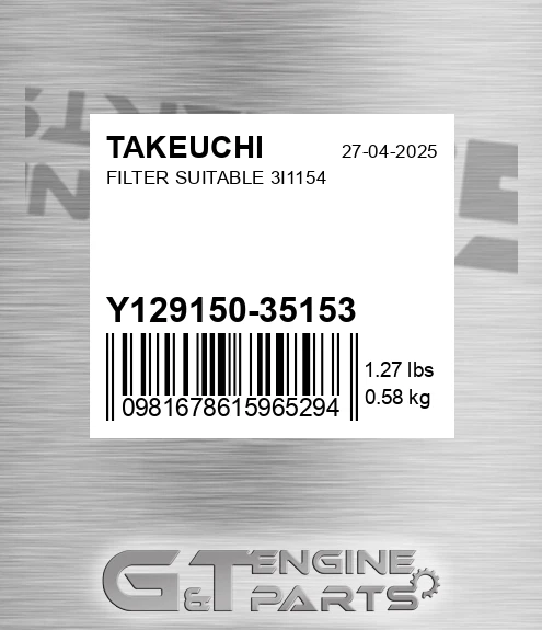 Y129150-35153 Filter Suitable 3i1154