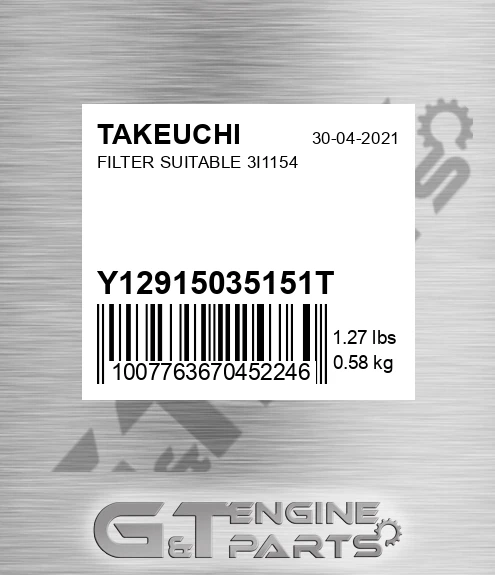 Y12915035151T Filter Suitable 3i1154
