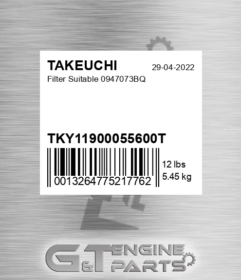TKY11900055600T Filter Suitable 0947073bq for TAKEUCHI