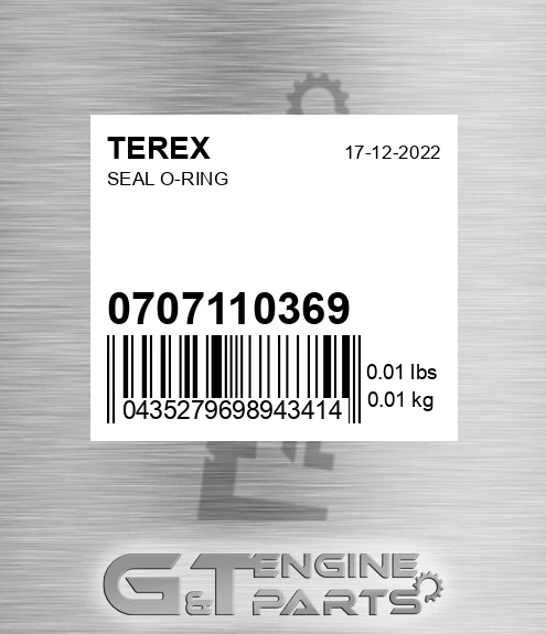 0707110369 Seal O-ring for TEREX
