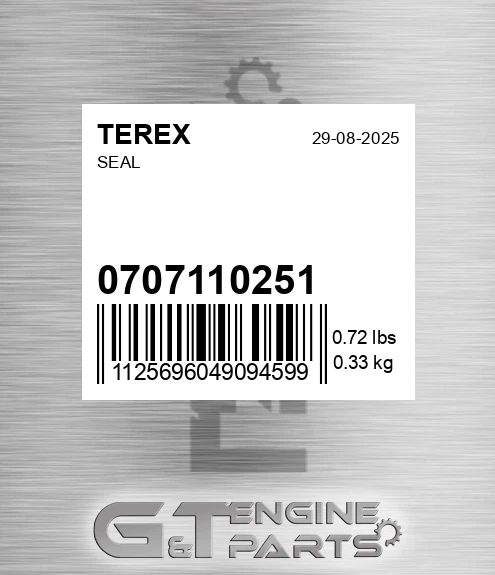 07.0711.0251 Seal for TEREX