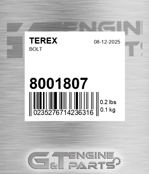 8001807 TEREX Bolt