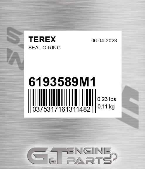 6193589M1 Seal O-ring for TEREX