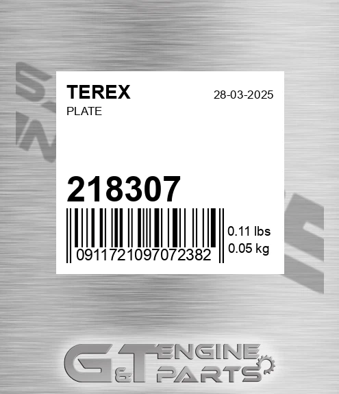 218307 TEREX Plate