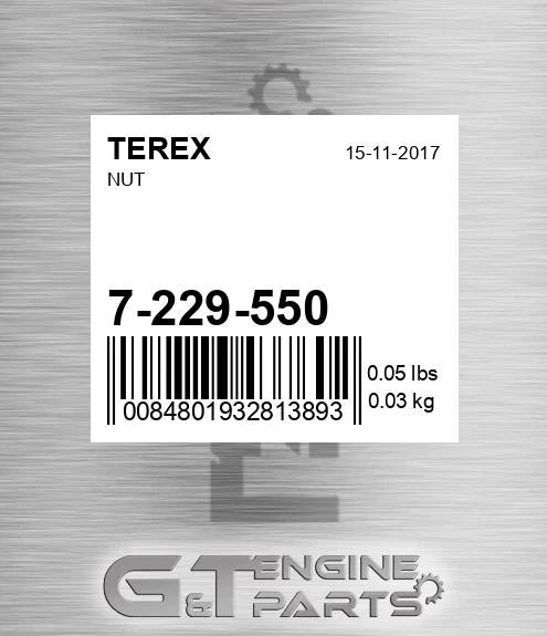 7-229-550 Nut for TEREX