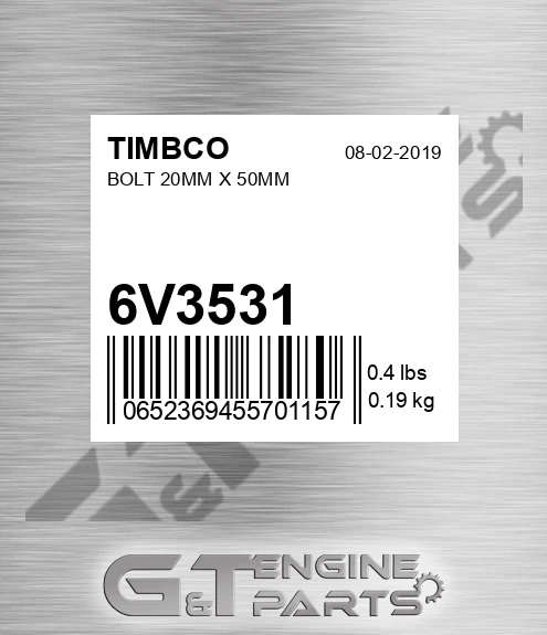 6V3531 Bolt 20mm X 50mm