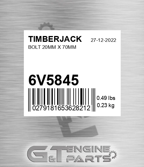 6V5845 Bolt 20mm X 70mm