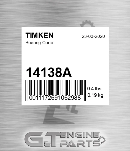 14138A TIMKEN Bearing Cone