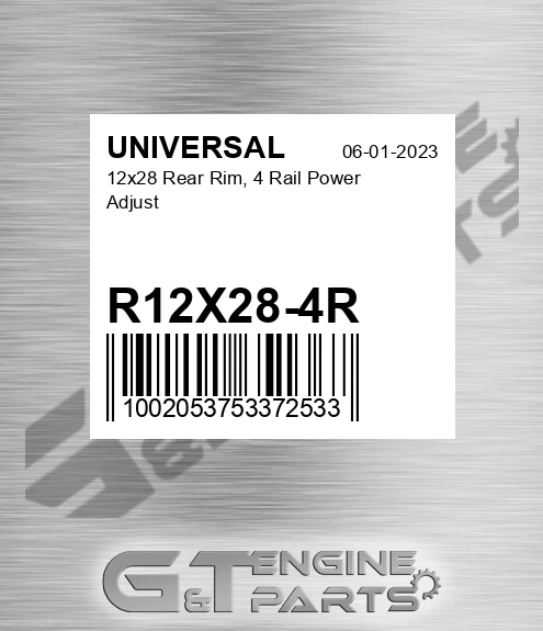 R12X28-4R 12x28 Rear Rim, 4 Rail Power Adjust
