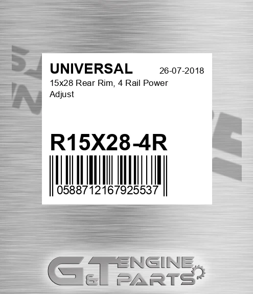 R15X28-4R 15x28 Rear Rim, 4 Rail Power Adjust